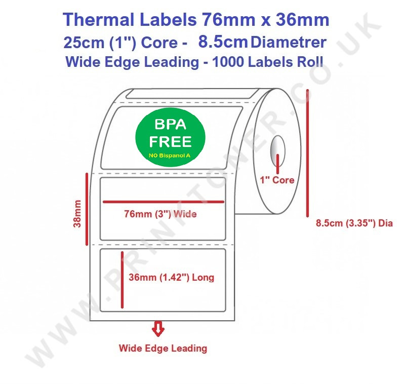 thermal label 76 x 36mm