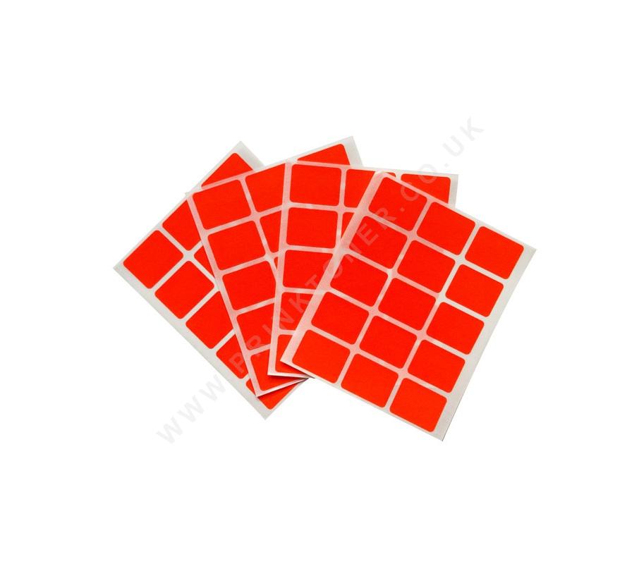 Fluorescent Red 19x25mm Labels Rectangular Stickers - Prinktoner Ltd