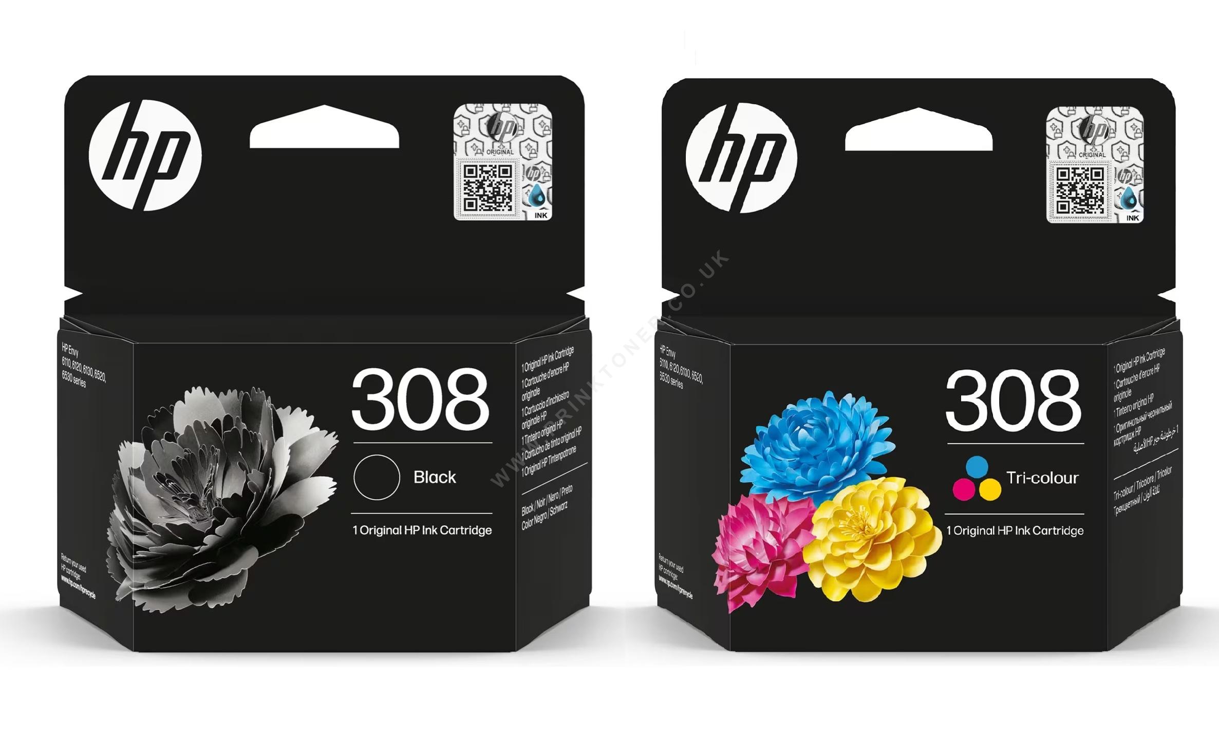 HP 308 Black & Tri-Colour Original Ink Cartridges (Combo / 2 Pack ...