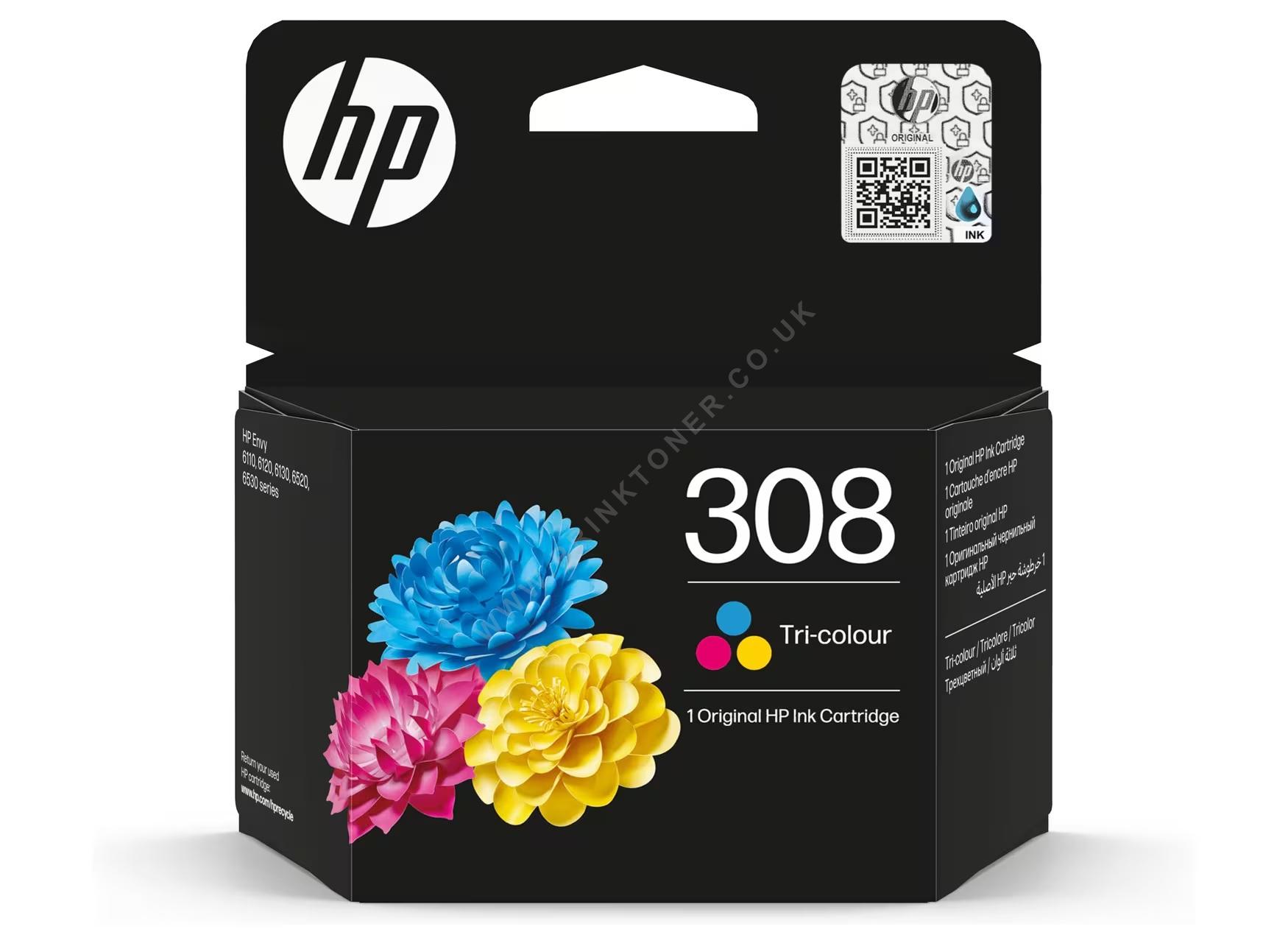 HP 308 Tri-Colour Original Ink Cartridge 7FP20UE - Prinktoner Ltd